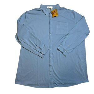 NEW Newtons First Men's Isaac Shirt Button Up Long Sleeves Big & Tall 4XLT Blue